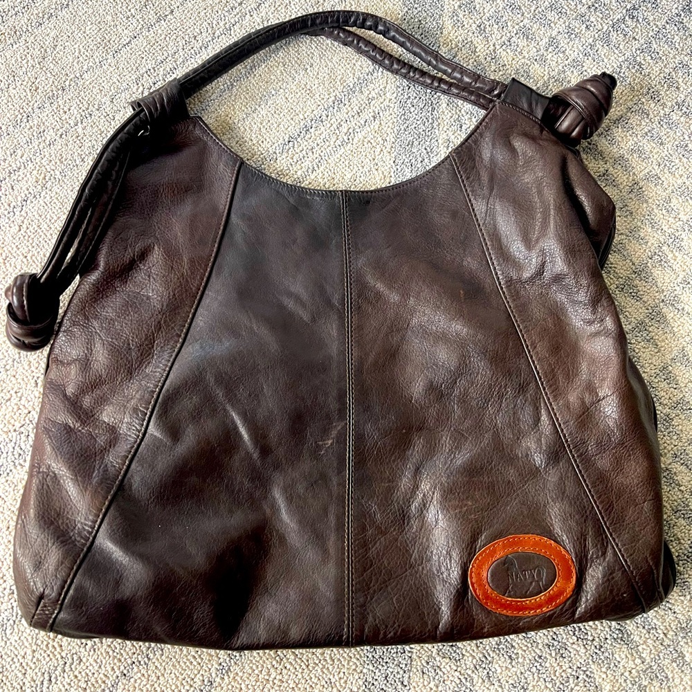 Large Brown Italian Leather shoulder Bag